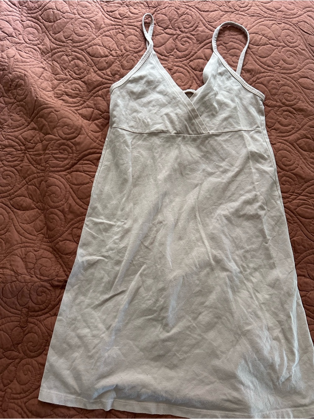 Brandy Melville Cream Slip Dress with V-Neck Crossover